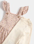2 Piece Cotton Rich Ditsy Floral Dungarees (0-3 Yrs)