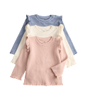3 Pack Waffle Long Sleeve Tops (0-3 Yrs)