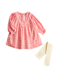2 Piece Cotton Gingham Dress with Tights (0-3 Yrs)
