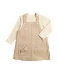 2 Piece Embroidered Pinny with Top (0-3 Yrs)