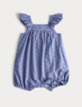 Pure Cotton Broderie Romper (0-3 Yrs)