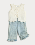 2 Piece Tie Front Waistcoat with Jeans (0-5 Yrs)