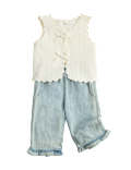 2 Piece Tie Front Waistcoat with Jeans (0-5 Yrs)
