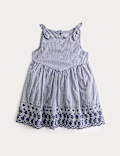 Pure Cotton Embroidered Gingham Dress (0-5 Years)