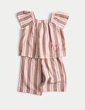 2 Piece Pure Cotton Stripe Outfit (0-5 Yrs)