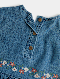 Cotton Rich Embroidered Dress with Tights (0-5 Yrs)