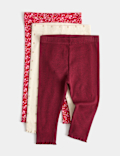 3pk Cotton Rich Patterned Leggings