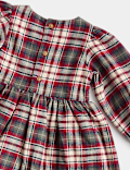 2pk Pure Cotton Checked Dress with Tights