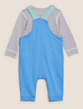 2pc Cotton Rich Dinosaur Dungaree Outfit (0-3 Yrs)