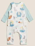 2pc Pure Cotton Printed Dungarees Outfit
