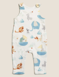 2pc Pure Cotton Printed Dungarees Outfit