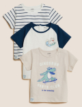 3pk Pure Cotton Dinosaur T-Shirts (0-3 Yrs)