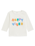 Pure Cotton Happy Vibes Slogan Top (0-3 Yrs)