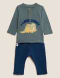 2pc Cotton Rich Dinosaur Outfit