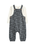 2pc Cotton Rich Jersey Dino Dungaree Outfit (0-3 Yrs)