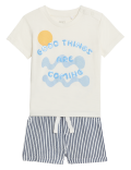 2pc Pure Cotton Slogan Outfit