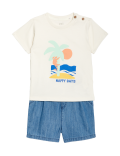 2pc Pure Cotton Palm Tree Outfit (0-3 Yrs)