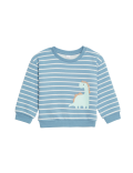 Cotton Rich Striped Dinosaur Sweatshirt (0-3 Yrs)