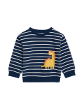 Cotton Rich Striped Dinosaur Sweatshirt (0-3 Yrs)