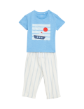 2pc Pure Cotton Boat Striped Outfit (0-3 Yrs)