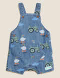 2pc Pure Cotton Tractor Dungaree Outfit