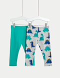 2pk Cotton Rich Dinosaur Leggings (0-3 Yrs)