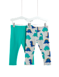 2pk Cotton Rich Dinosaur Leggings (0-3 Yrs)