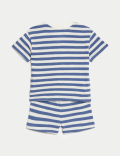 2pc Pure Cotton Striped Shorts Outfit (0-3 Yrs)