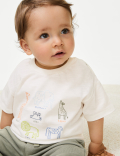 2pc Cotton Rich Embroidered Animal Outfit (0-3 Yrs)