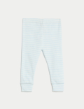 2pk Pure Cotton Striped & Plain Leggings (0-3 Yrs)