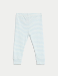 2pk Pure Cotton Striped & Plain Leggings (0-3 Yrs)