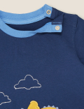 Pure Cotton Dinosaur Applique T-Shirt (0-3 Yrs)
