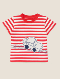 Pure Cotton Striped Car Applique T-Shirt (0-3 Yrs)