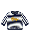 Cotton Dinosaur Appliqué Striped Sweatshirt