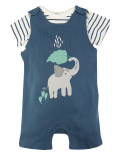 2 Piece Cotton Elephant Dungarees Outfit (7 lbs-12 Mths)
