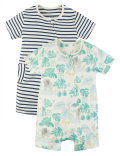2 Pack Cotton Elephant Rompers (7lbs-12 Mths)
