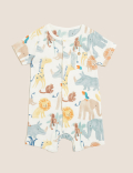 2pk Pure Cotton Animal Print Rompers