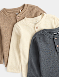 3 Pack Pure Cotton Grandad Tops (0-5 Yrs)