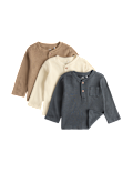 3 Pack Pure Cotton Grandad Tops (0-5 Yrs)
