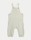 2pc Pure Cotton Jersey Striped Dungaree Outfit (0-3 Yrs)