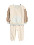 2pc Cotton Rich Crew Neck Colour Block Tracksuit