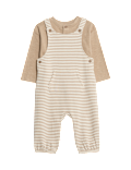 2pc Pure Cotton Striped Dungarees Outfit (0-3 Yrs)