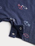 Pure Cotton Jersey Navy Fish Romper (0-3 Yrs)