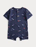 Pure Cotton Jersey Navy Fish Romper (0-3 Yrs)