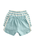 2 Pack Pure Cotton Side Stripe Shorts (0-5 Yrs)
