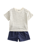 Pure Cotton Striped Shirt & Navy Shorts (0-5 Yrs)