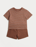 Pure Cotton Striped Shirt & Navy Shorts (0-5 Yrs)