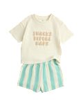 Pure Cotton Slogan Top & Bottom Outfit (0-5 Yrs)
