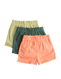 3 Pack Pure Cotton Striped Shorts (0-5 Yrs)