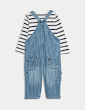 2pc Pure Cotton Denim Dungaree Outfit (0-3 Yrs)